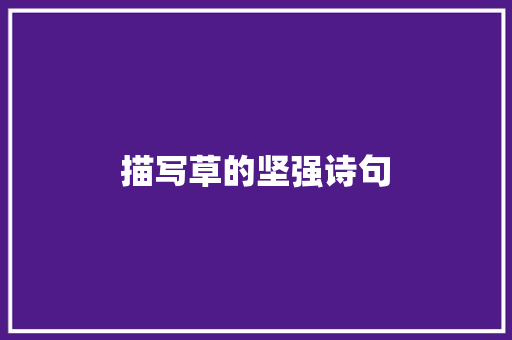 描写草的坚强诗句