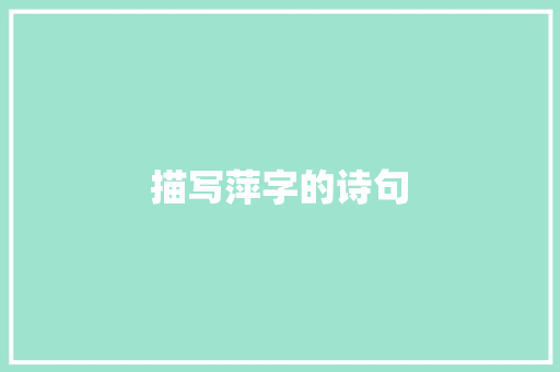 描写萍字的诗句 商业计划书范文