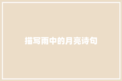 描写雨中的月亮诗句 商业计划书范文