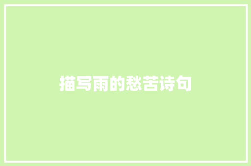 描写雨的愁苦诗句 商业计划书范文