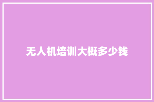 无人机培训大概多少钱
