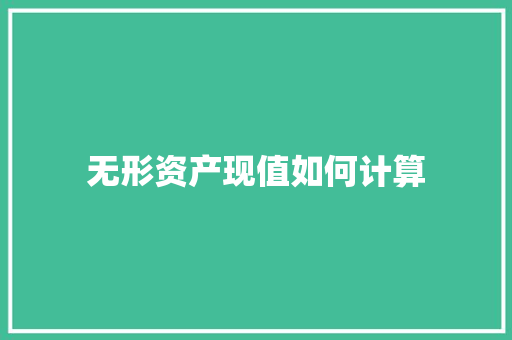 无形资产现值如何计算