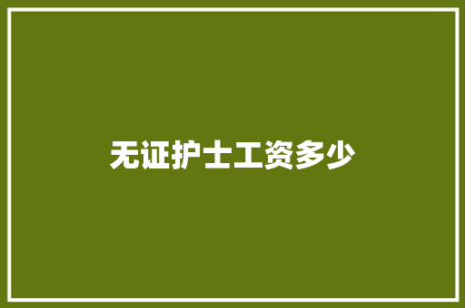 无证护士工资多少