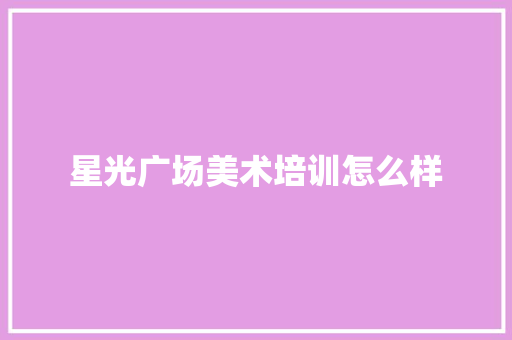 星光广场美术培训怎么样