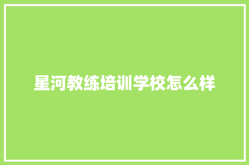 星河教练培训学校怎么样