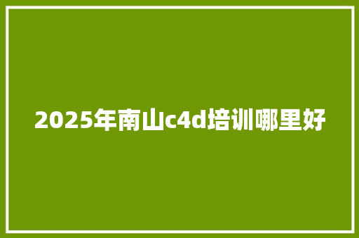 2025年南山c4d培训哪里好