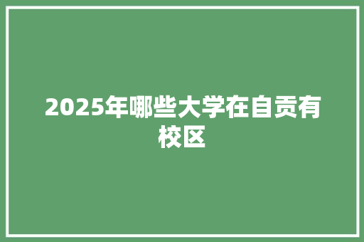 2025年哪些大学在自贡有校区