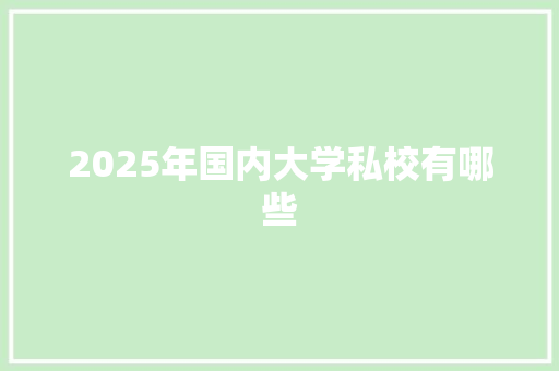 2025年国内大学私校有哪些