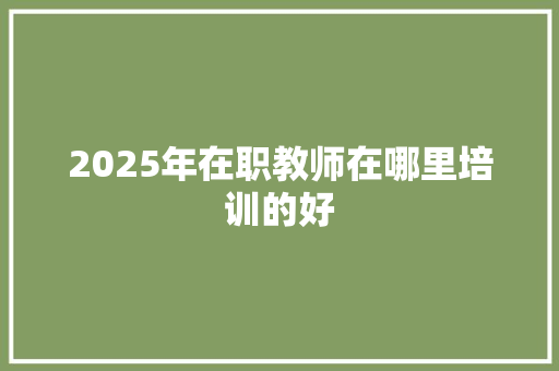2025年在职教师在哪里培训的好