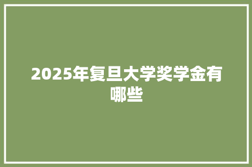 2025年复旦大学奖学金有哪些