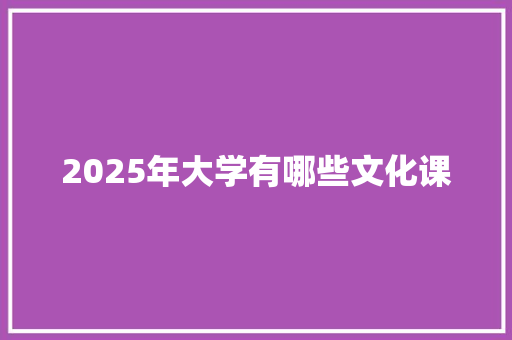 2025年大学有哪些文化课