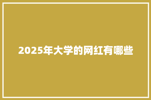 2025年大学的网红有哪些