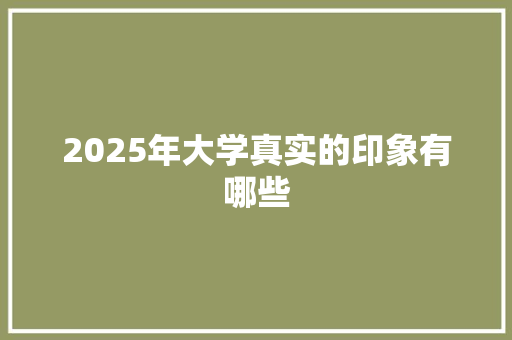 2025年大学真实的印象有哪些