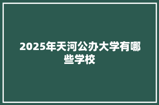 2025年天河公办大学有哪些学校