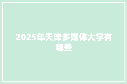 2025年天津多媒体大学有哪些