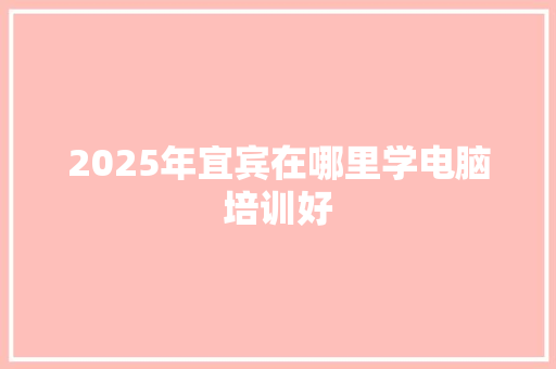 2025年宜宾在哪里学电脑培训好