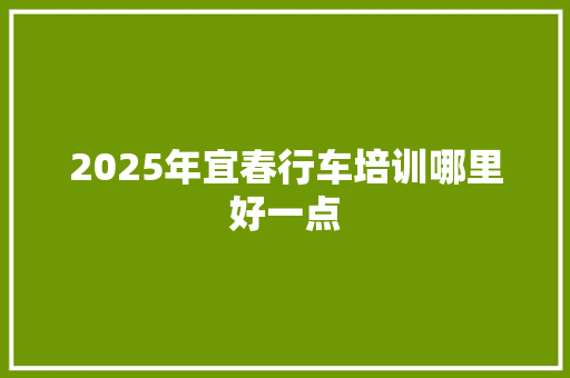 2025年宜春行车培训哪里好一点