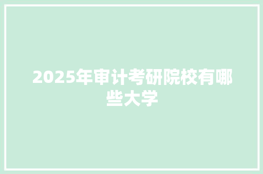 2025年审计考研院校有哪些大学