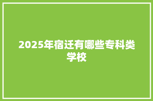 2025年宿迁有哪些专科类学校
