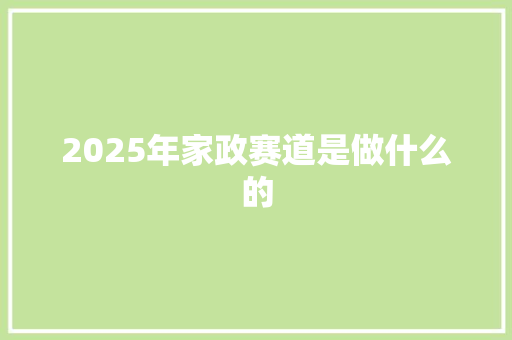 2025年家政赛道是做什么的