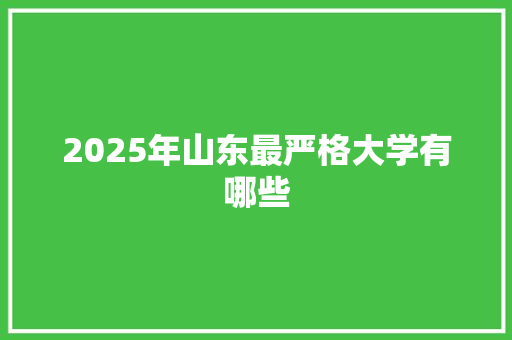 2025年山东最严格大学有哪些