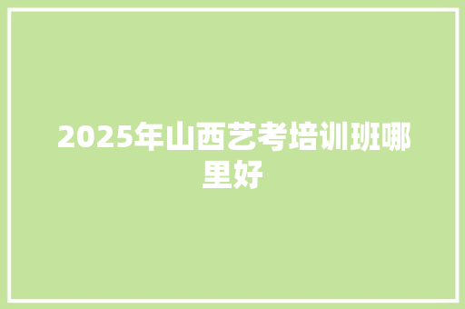 2025年山西艺考培训班哪里好