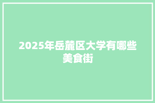 2025年岳麓区大学有哪些美食街