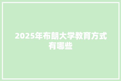 2025年布朗大学教育方式有哪些