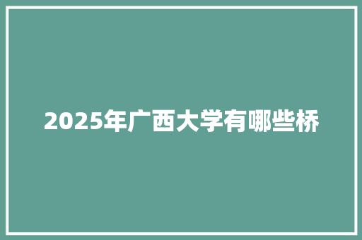 2025年广西大学有哪些桥