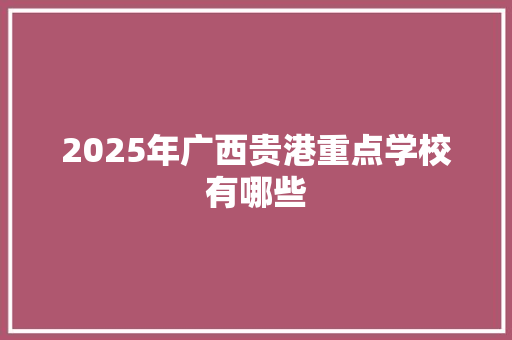 2025年广西贵港重点学校有哪些