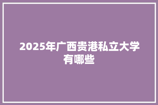 2025年广西贵港私立大学有哪些