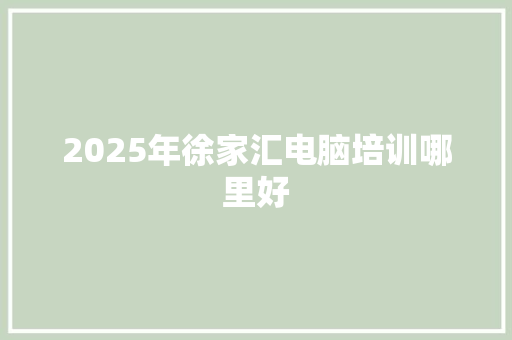 2025年徐家汇电脑培训哪里好