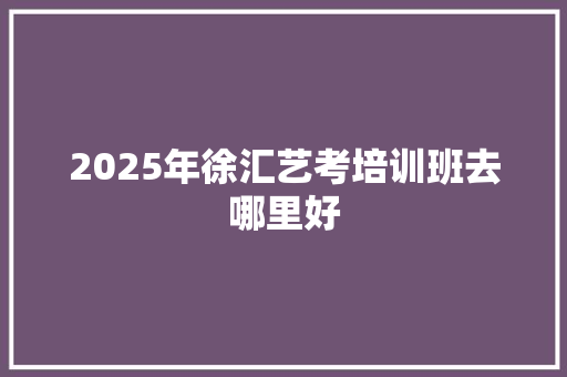 2025年徐汇艺考培训班去哪里好