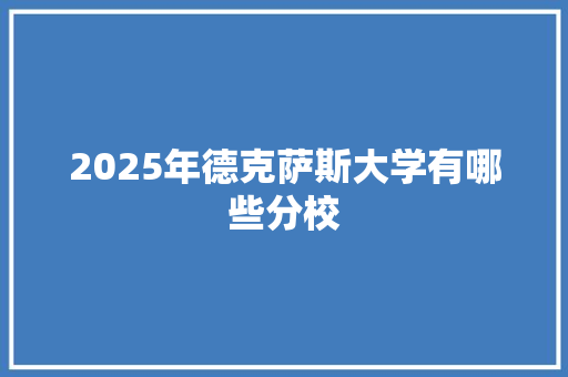 2025年德克萨斯大学有哪些分校