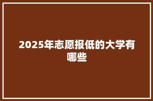 2025年志愿报低的大学有哪些