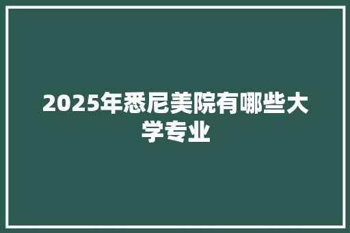 2025年悉尼美院有哪些大学专业