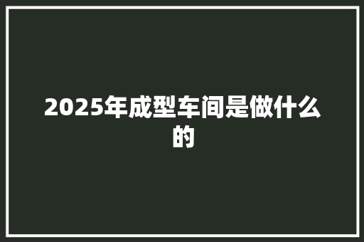 2025年成型车间是做什么的 记叙文范文