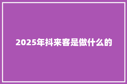 2025年抖来客是做什么的