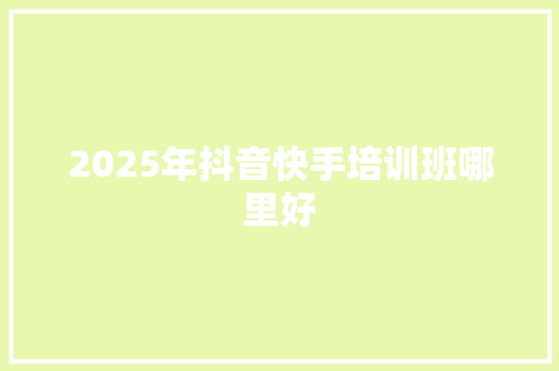 2025年抖音快手培训班哪里好