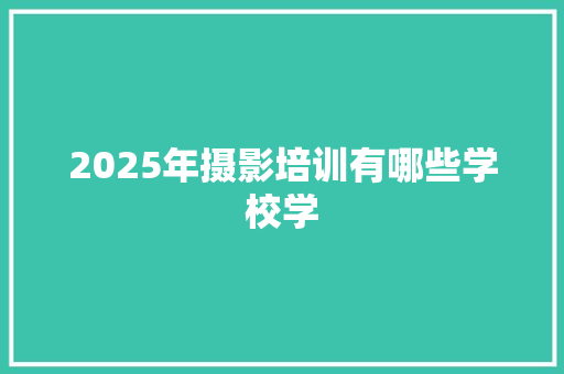 2025年摄影培训有哪些学校学 诗歌范文