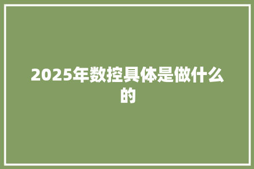 2025年数控具体是做什么的