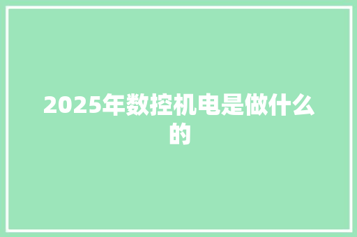 2025年数控机电是做什么的