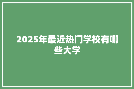 2025年最近热门学校有哪些大学 商业计划书范文