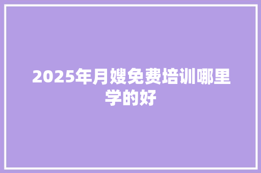 2025年月嫂免费培训哪里学的好