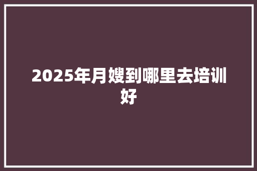 2025年月嫂到哪里去培训好