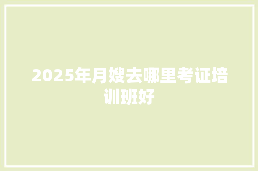 2025年月嫂去哪里考证培训班好