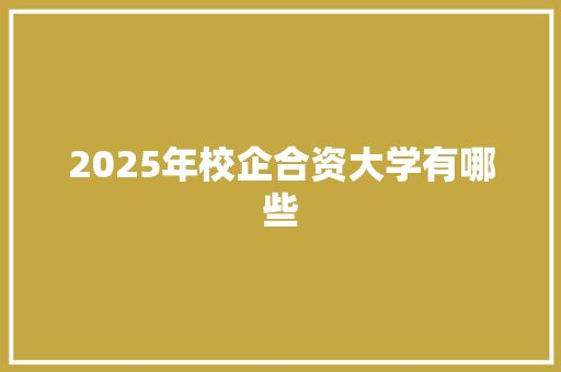 2025年校企合资大学有哪些