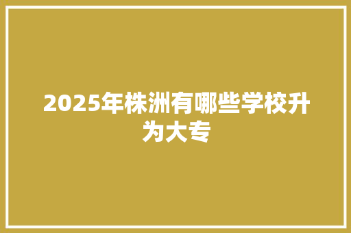 2025年株洲有哪些学校升为大专