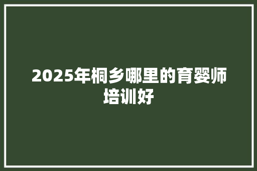 2025年桐乡哪里的育婴师培训好 应用文范文