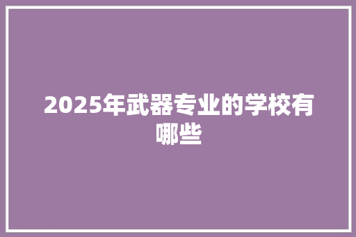 2025年武器专业的学校有哪些